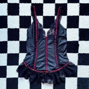 Vintage Black and Red Babydoll